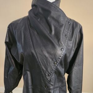 Vintage 80s David Laurenz Black Leather Jacket Designer Size Small